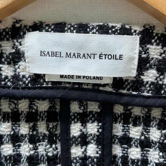 ETOILE ISABEL MARANT Lyra Houndstooth Blazer, Black/White Size 40 - Picture 2 of 7